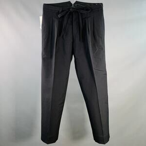 VISVIM Size L Hakama Black Wool Linen Pleated Belted Dress Pants